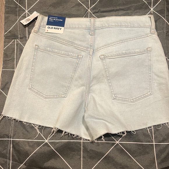 White washed old navy blue jeans shorts size 6 high waist secret smooth pocket - Picture 2 of 5